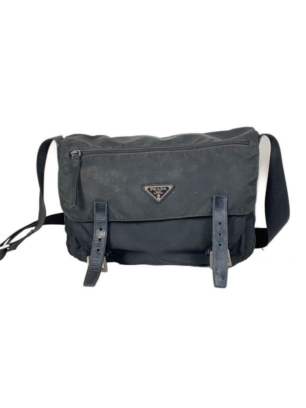 Prada Tessuto Saffiano Leather Shoulder Bag Black